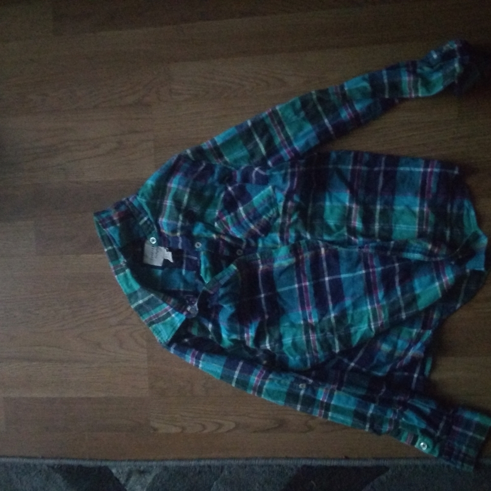 Blue and purple plaid shirt